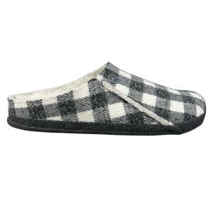 Birkenstock Unisex Zermatt Plaid Black White Shearling Slipper Size 39 M 5 W 7